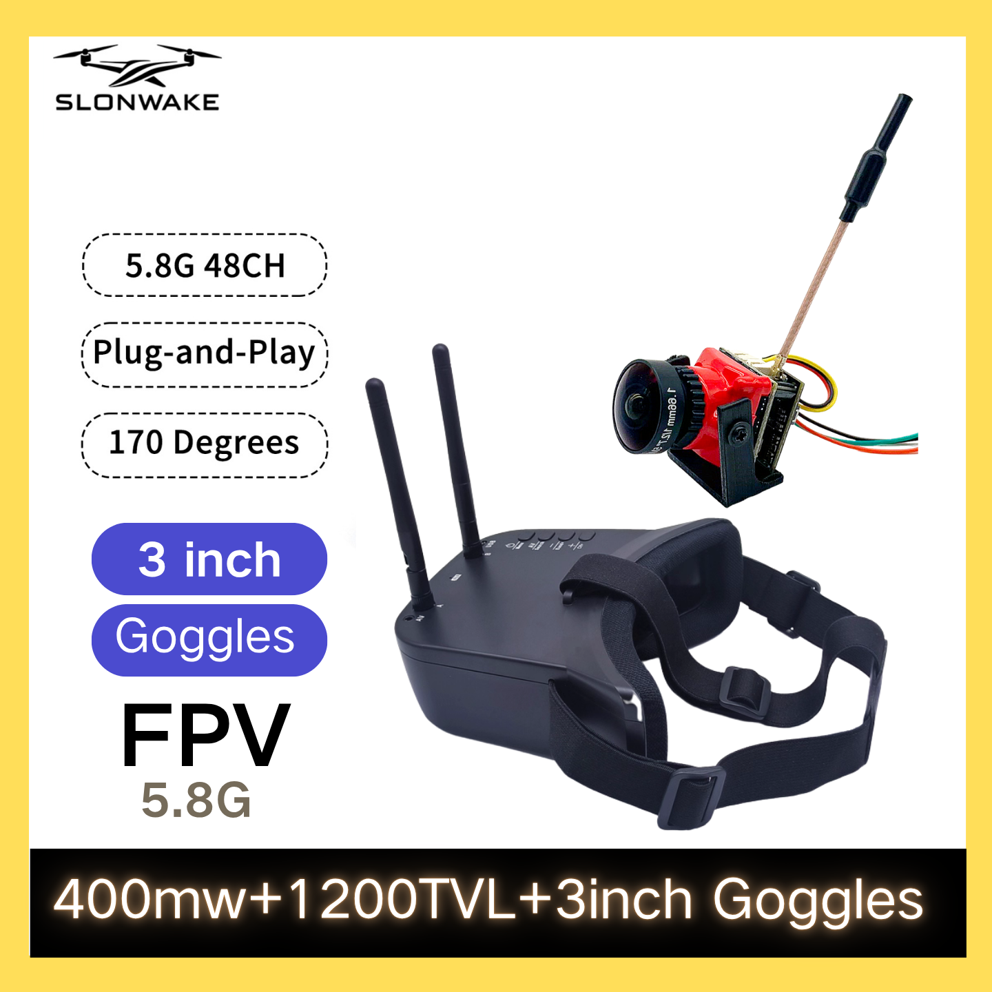 SLONWAKE 5.8G 48CH FPV 400mw V – обзор и цена Drone Frame