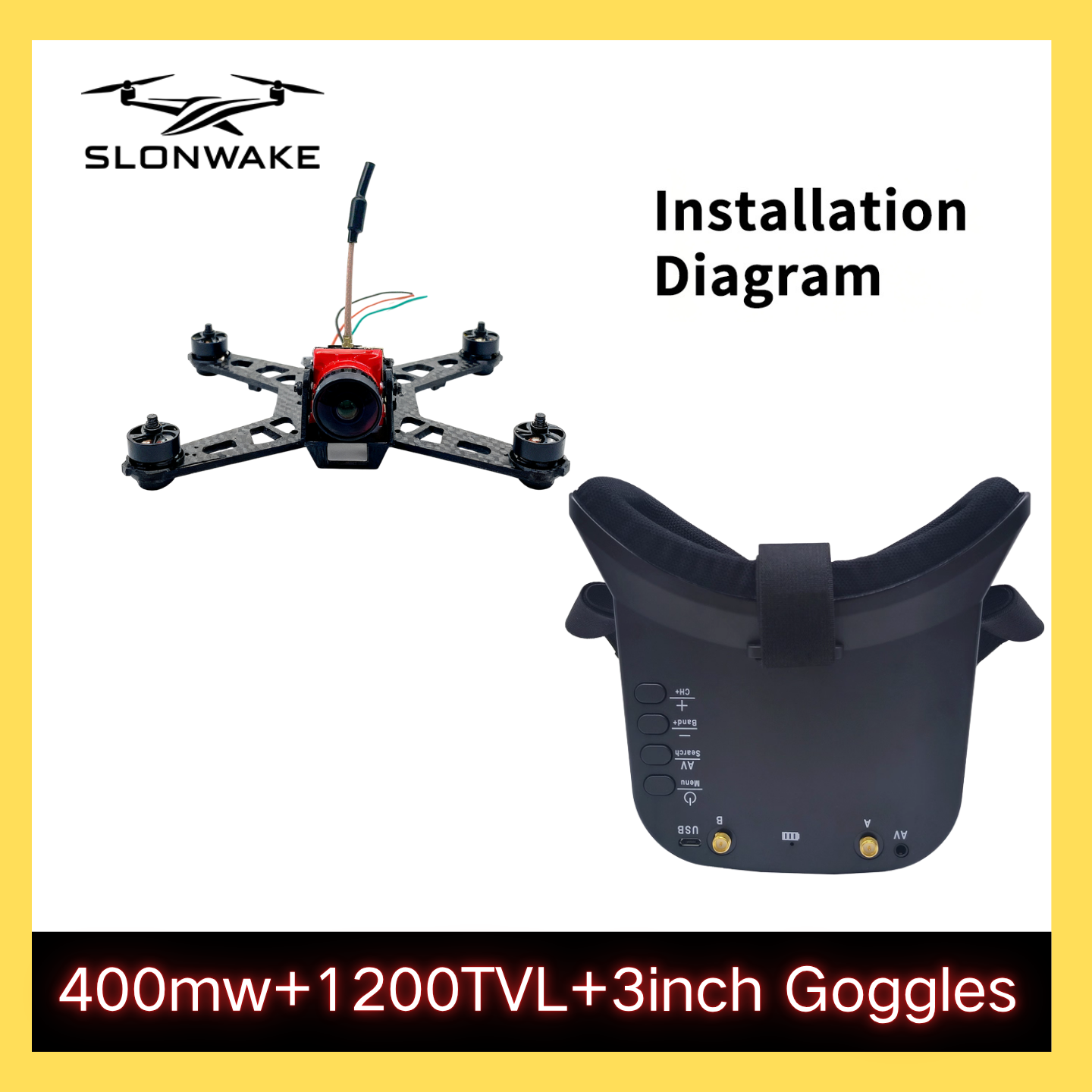 SLONWAKE 5.8G 48CH FPV 400mw V – обзор и цена Drone Frame