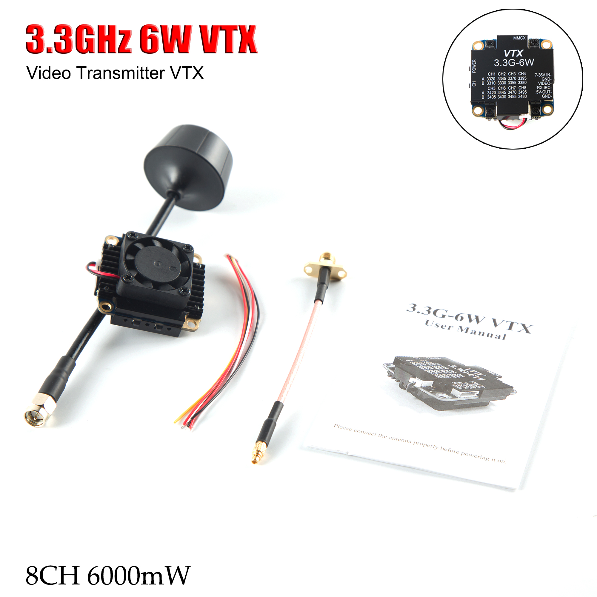 FPV Video Transmitter 3.3G 6W  – обзор и цена Drone Transmitter