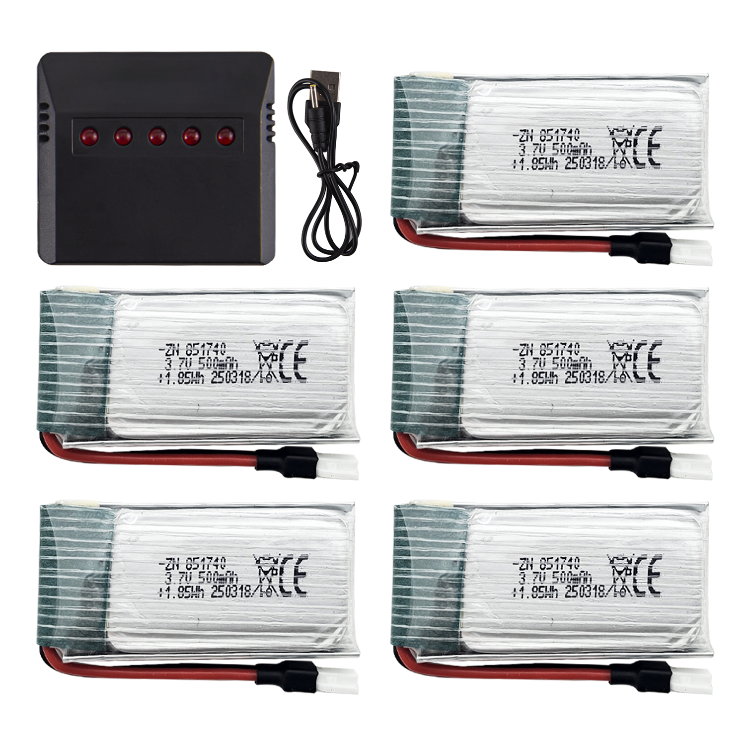 5Pcs 3.7V 500mAh LiPo Batterie – обзор и цена Drone Charger