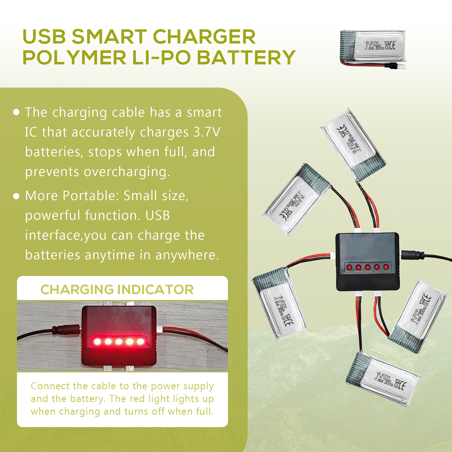 5Pcs 3.7V 500mAh LiPo Batterie – обзор и цена Drone Charger