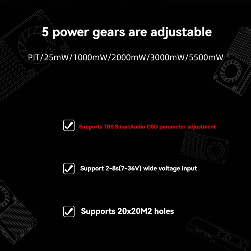 5.8G 5.5W VTX 64CH High Power  – обзор и цена Drone Transmitter